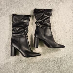 Marc Fisher black leather Marc Fisher LTD Gomer slouched high-heel boot size 10